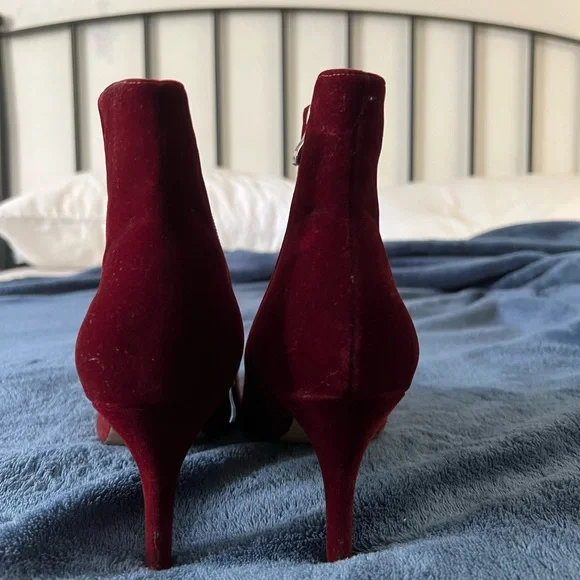 Halogen | Deep Red Velvet Booties - Picture 3 of 6